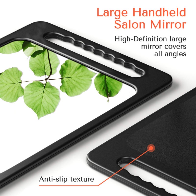TASALON Unbreakable Hand Mirror with Double Handle - Large Handheld Barber Design for Hair and Beauty Salon - Durable Hand Held for Barbershop - Lightweight Haircut Mirror with Double Handgrip - Image 4